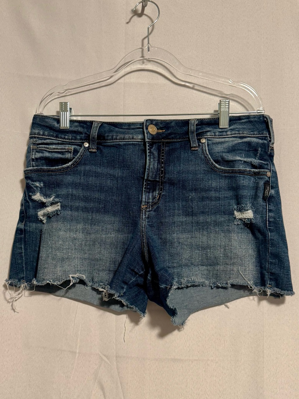 Dark Blue Distressed Denim Cutoff Shorts